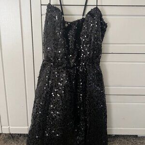 Black Sequin Mini Dress